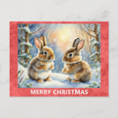 Niedlicher Bunny Rabbit Wald Frohe Weihnachten Postkarte (Vorderseite)