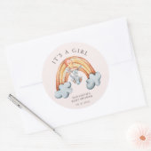 Niedlicher Bunny Rainbow Runder Aufkleber (Umschlag)