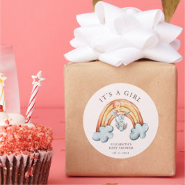 Niedlicher Bunny Rainbow Runder Aufkleber