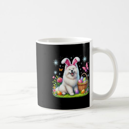 Niedlicher Bunny Samoyed Dog Ostereier Aktionskorb Kaffeetasse (Rechts)