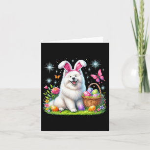 Niedlicher Bunny Samoyed Dog Ostereier Aktionskorb Karte
