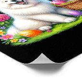 Niedlicher Bunny Samoyed Dog Ostereier Aktionskorb Poster (Ecke)