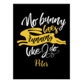 Niedlicher Bunny Sport Run Motivation Schwarz-weiß Poster (Vorderseite)