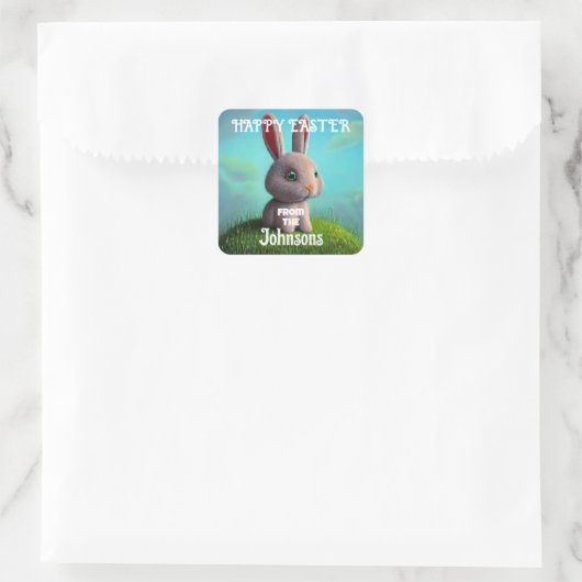 Niedlicher Bunny Square Sticker (Tasche)