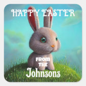 Niedlicher Bunny Square Sticker (Vorderseite)