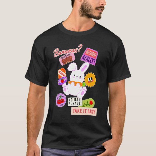 Niedlicher Bunny Take Easy Cool T-Shirt (Vorderseite)