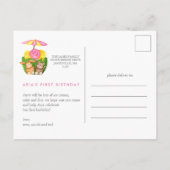 Niedlicher Bunny Teddy Bear Ice Creme 1. Geburtsta Einladungspostkarte (Rückseite)