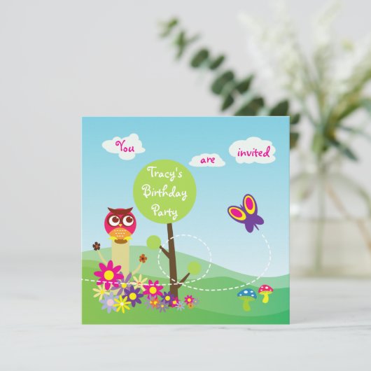 Niedlicher bunter einladung (Stehend Vorderseite)