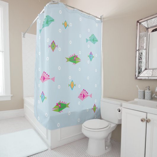 Niedlicher, bunter Fisch unter dem Meer Duschvorhang (Beispiel)