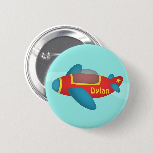Niedlicher bunter Flugzeug-Jet für Kinder Button (Vorne & Hinten)