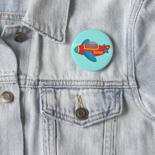 Niedlicher bunter Flugzeug-Jet für Kinder Button (Beispiel)