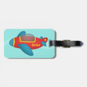 Niedlicher bunter Flugzeug-Jet für Kinder Gepäckanhänger (Rückseite horizontal)