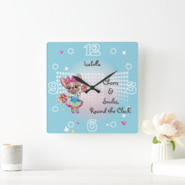 Niedlicher bunter französischer Geistesgeist Quadratische Wanduhr