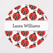 Niedlicher bunter Ladybug Personalisierter Name Etiketten (Design 1)