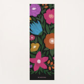 Niedlicher, bunter Name Florals | Schwarz Yogamatte (Vorderseite)