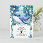 Niedlicher bunter Nautikwal zum Geburtstag Einladung (Stehend Vorderseite)