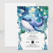 Niedlicher bunter Nautikwal zum Geburtstag Einladung (Vorne/Hinten)