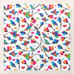 niedlicher bunter Papageienvogel Glasuntersetzer