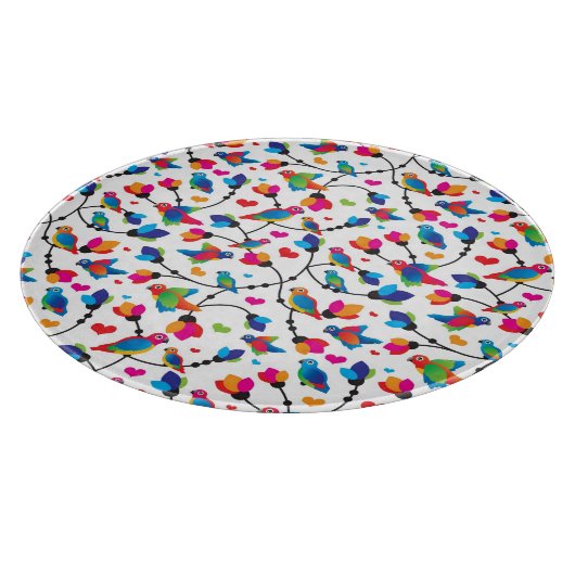 niedlicher bunter Papageienvogel Schneidebrett (Ecke)