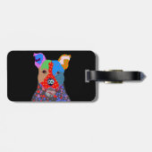 Niedlicher bunter Patchwork Pitbull Hund Gepäckanhänger (Rückseite horizontal)