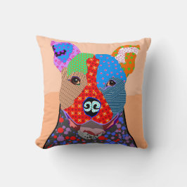 Niedlicher bunter Patchwork Pitbull Hund Kissen