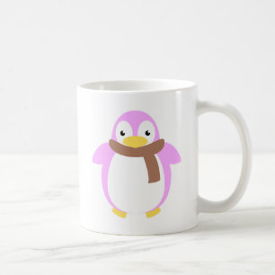 Niedlicher bunter Penguin im Schal Kaffeetasse