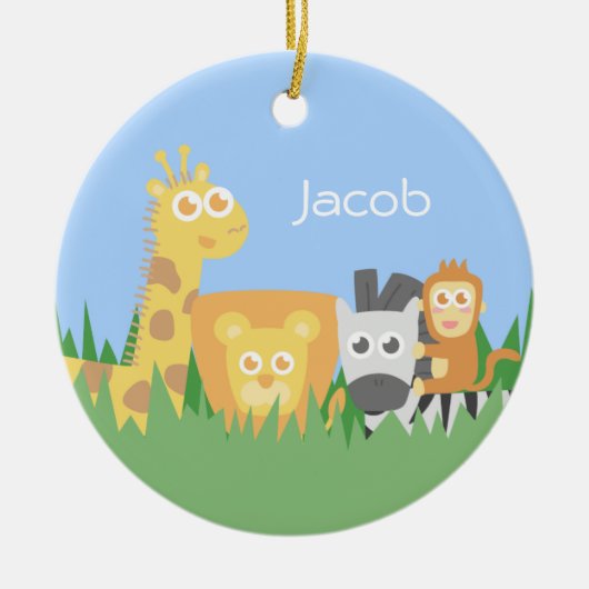 Niedlicher bunter Safari-Tier-Kinderraum-Dekor Keramikornament (Vorne)