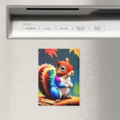 Niedlicher Bunter Sitzender Eichhörnchen-75463 Magnet (In Situ (Geschirrspüler))