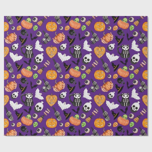 Niedlicher, bunter Spooky Trick oder Treat Hallowe Geschenkpapier (Flach)