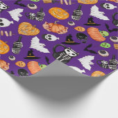 Niedlicher, bunter Spooky Trick oder Treat Hallowe Geschenkpapier (Ecke)
