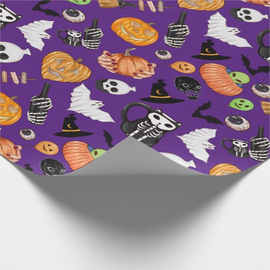 Niedlicher, bunter Spooky Trick oder Treat Hallowe Geschenkpapier (Ecke)