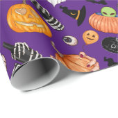 Niedlicher, bunter Spooky Trick oder Treat Hallowe Geschenkpapier (Rolleneckpunkt)