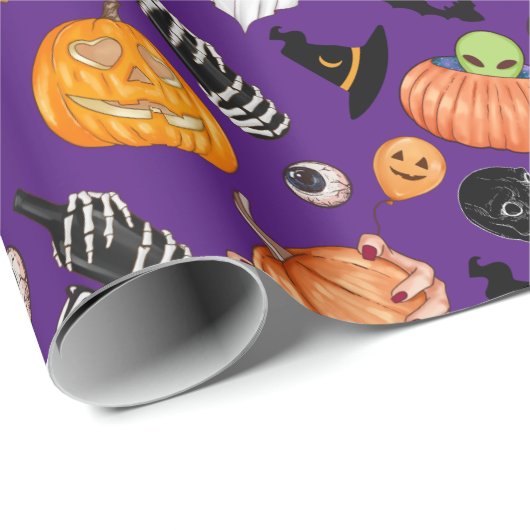 Niedlicher, bunter Spooky Trick oder Treat Hallowe Geschenkpapier (Rolleneckpunkt)