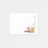 Niedlicher bunter Tee-Setherz-Entwurfsnotizblock Post-it Klebezettel (Vorderseite)