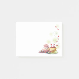 Niedlicher bunter Tee-Setherz-Entwurfsnotizblock Post-it Klebezettel