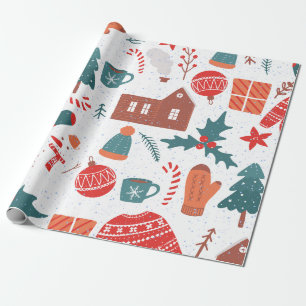 Niedlicher bunter Weihnachtsbaum. Geschenkpapier