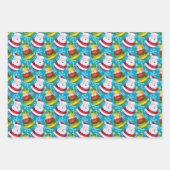 Niedlicher bunter Weihnachtsmann und Schneemann Geschenkpapier Set (Vorderseite 2)