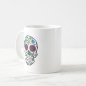 Niedlicher bunter Zuckerschädel dia de Los Muertos Kaffeetasse (Vorderseite Links)