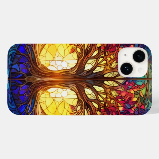 Niedlicher Buntglasbaum Case-Mate iPhone Hülle (Rückseite (Horizontal))