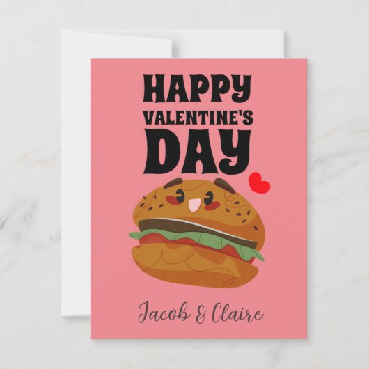 niedlicher Burger, Happy Valentins Tag personalisi (Vorderseite)