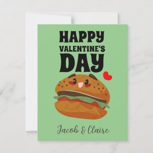 niedlicher Burger, Happy Valentins Tag personalisi (Vorderseite)