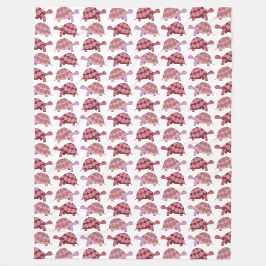 Niedlicher Burgunder Cartoon Tortoise Pattern Fleecedecke (Vorderseite)