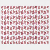 Niedlicher Burgunder Cartoon Tortoise Pattern Fleecedecke (Vorderseite (Horizontal))
