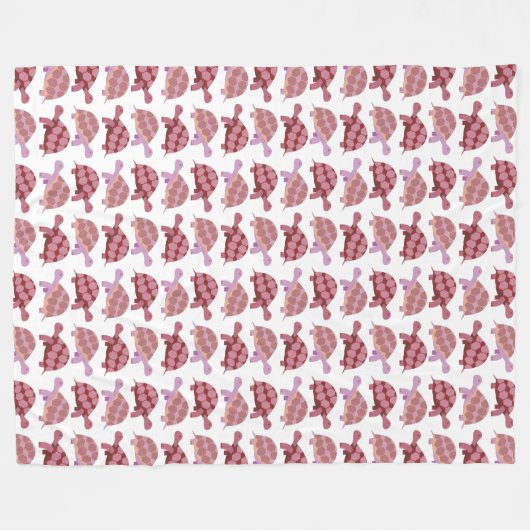Niedlicher Burgunder Cartoon Tortoise Pattern Fleecedecke (Vorderseite (Horizontal))