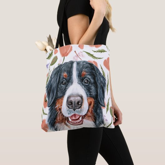 Niedlicher burmesischer Hund Mohn Blume Muster Tasche (Von Nahem)