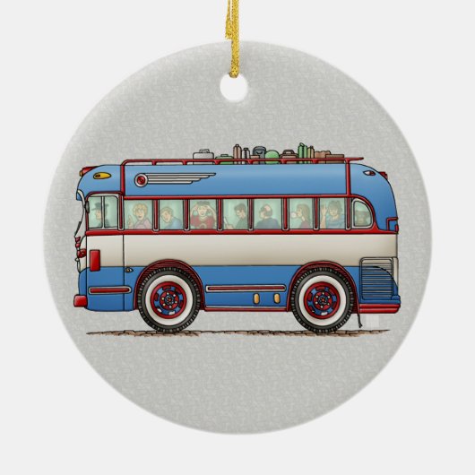Niedlicher Bus-Ausflug-Bus Keramikornament (Hinten)
