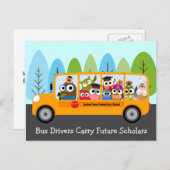 Niedlicher Busfahrer der Owl School Danke Postkarte (Vorne/Hinten)