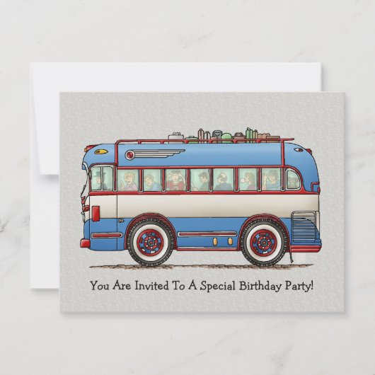 Niedlicher Busverkehr Einladung (Vorderseite)