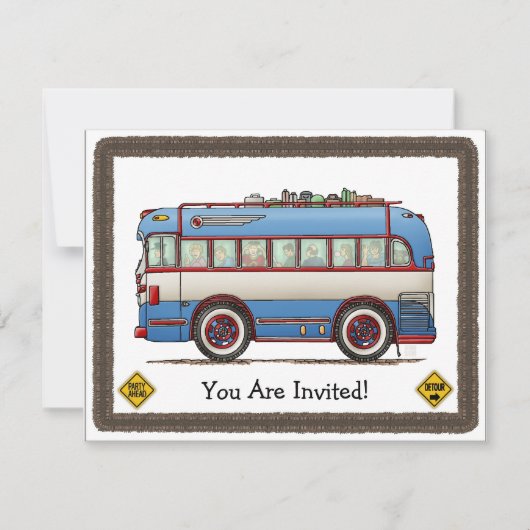 Niedlicher Busverkehr Einladung (Vorderseite)