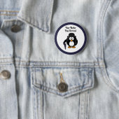 Niedlicher Butler Penguin Cartoon mit Schirm Button (Beispiel)